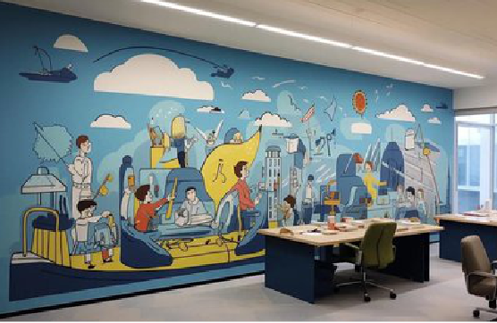 钦州办公室墙绘的特点。